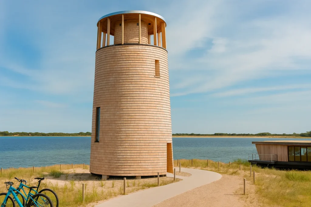 Aussichtsturm Utkieker in Burgtiefe auf Fehmarn mit Blick aufs Meer