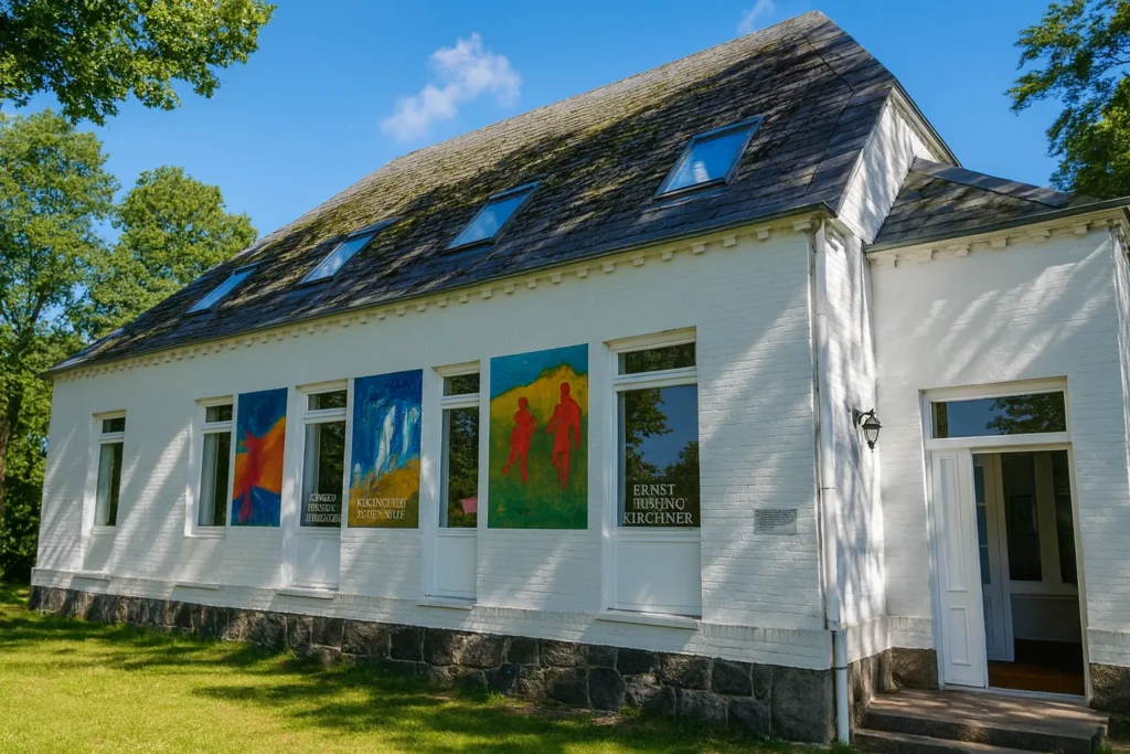 Historisches Haus mit Reetdach und bemalter Fassade