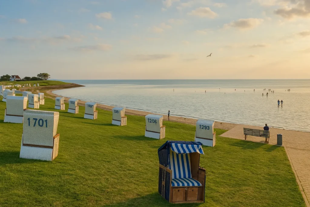 Strandkörbe auf Wiese in Marienleuchte auf Fehmarn