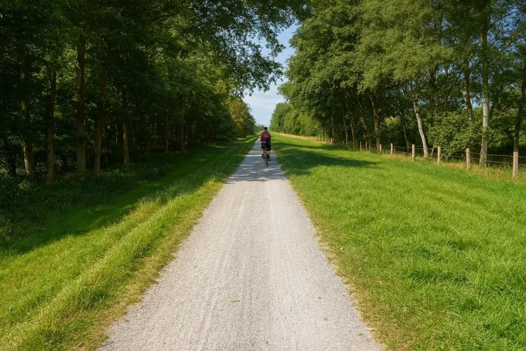 Schattiger Waldweg im Naturpfad Grüner Brink auf Fehmarn