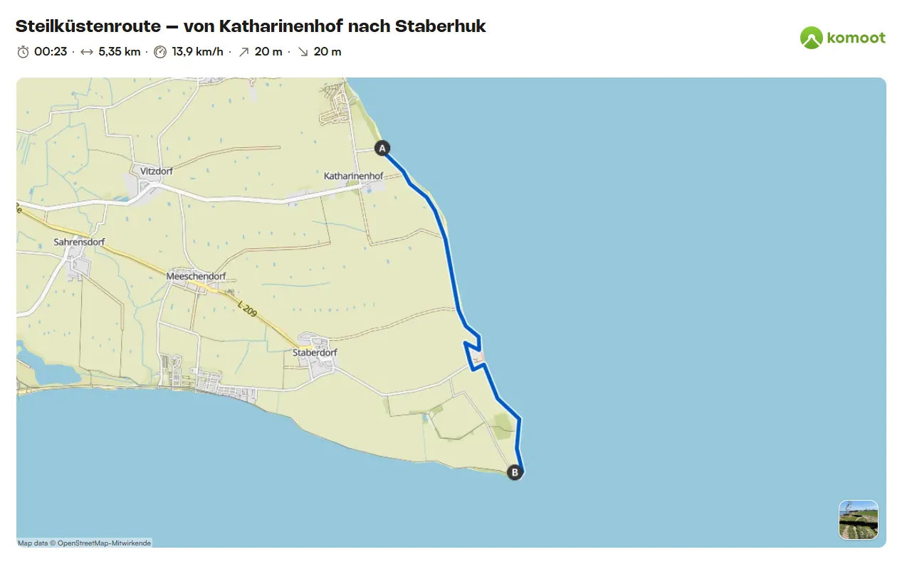 Steilküstenroute – von Katharinenhof nach Staberhuk (5,35 km)