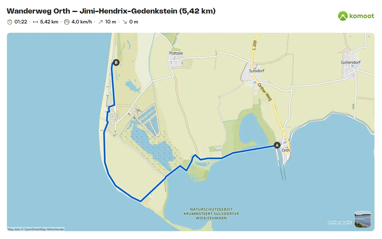 Wanderweg Orth – Jimi-Hendrix-Gedenkstein (5,42 km)