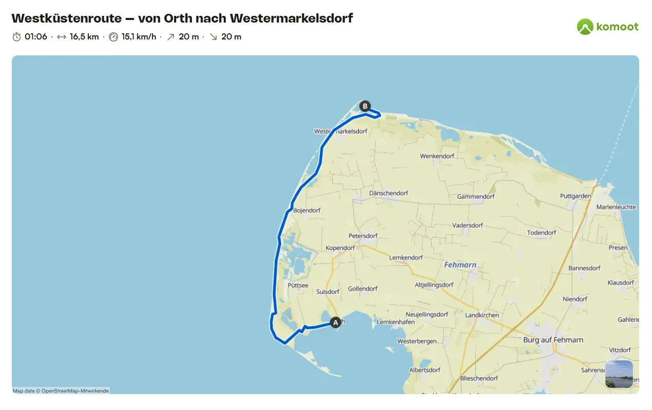 Westküstenroute – von Orth nach Westermarkelsdorf (16,5 km)