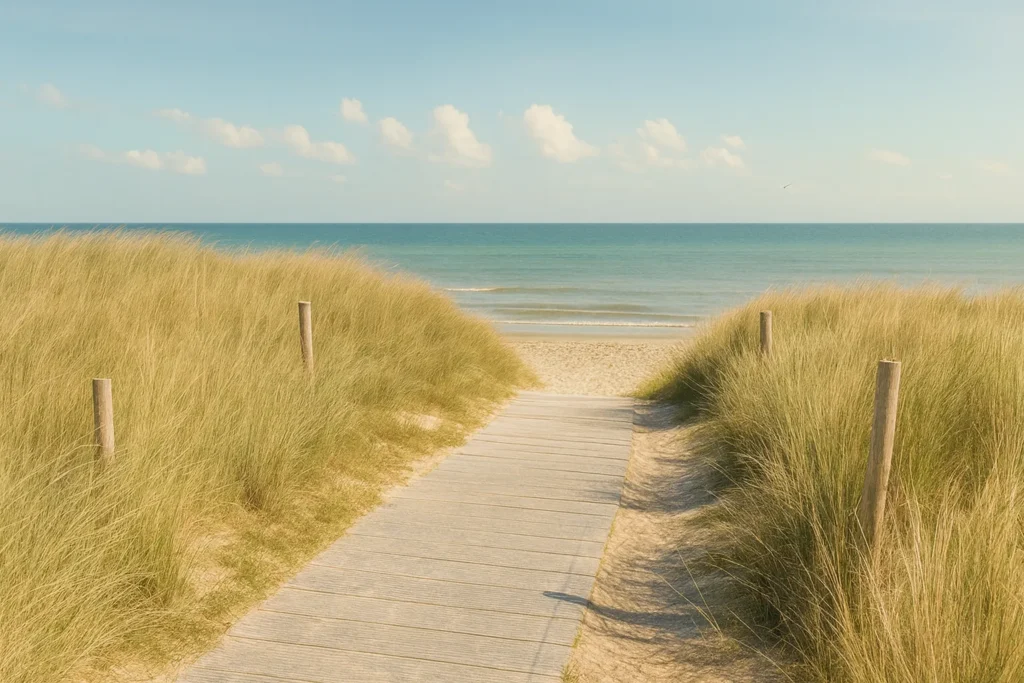 Sandweg durch Dünen zum Strand Grüner Brink auf Fehmarn