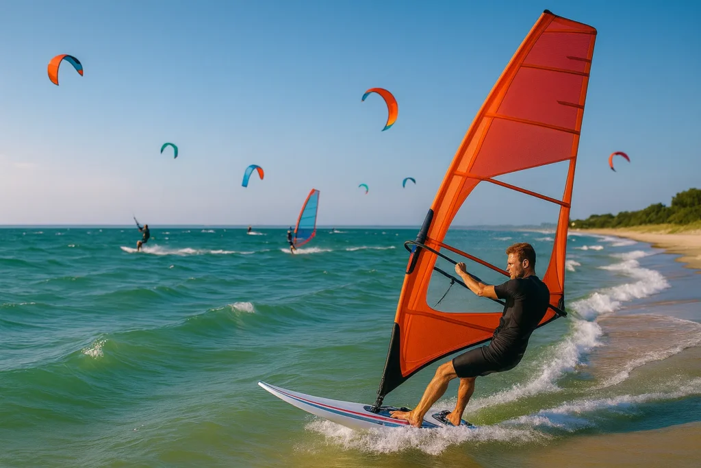 Kitesurfer auf dem Meer vor Fehmarn
