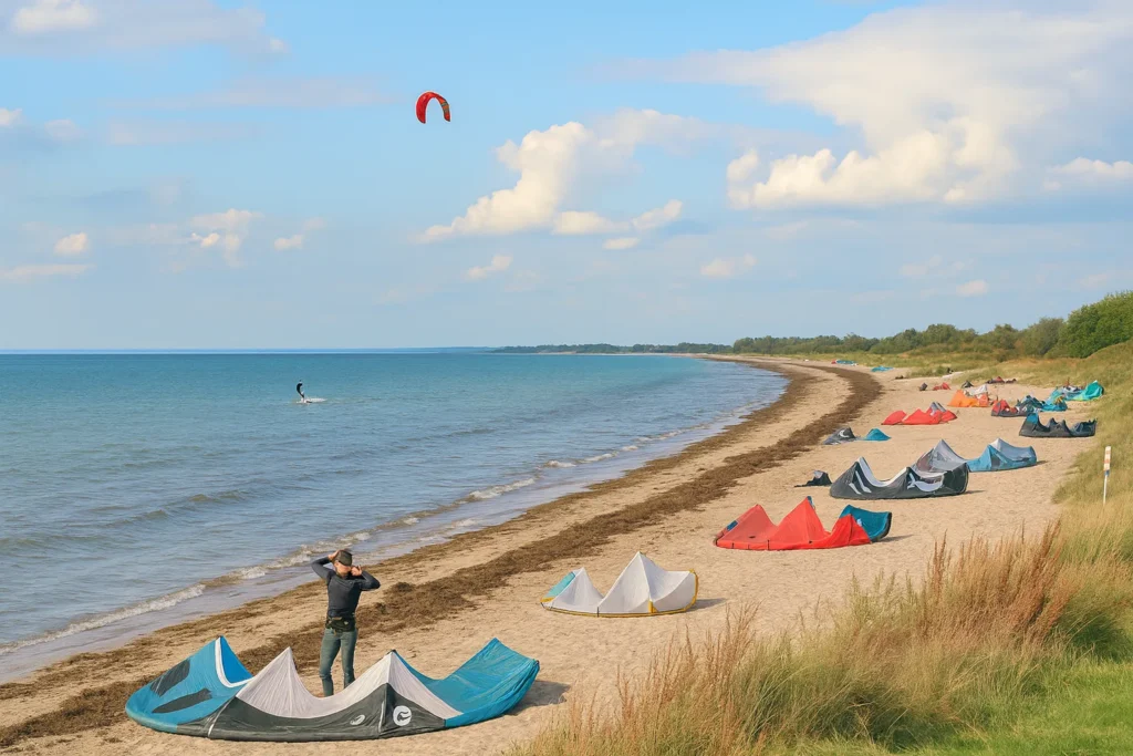 Kites am Strand Gold auf Fehmarn